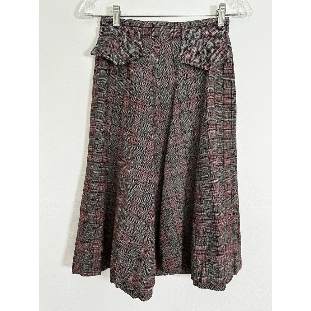 Vintage Koret of California Skirt Womens XS 60s Red Black Wool Plaid Academia